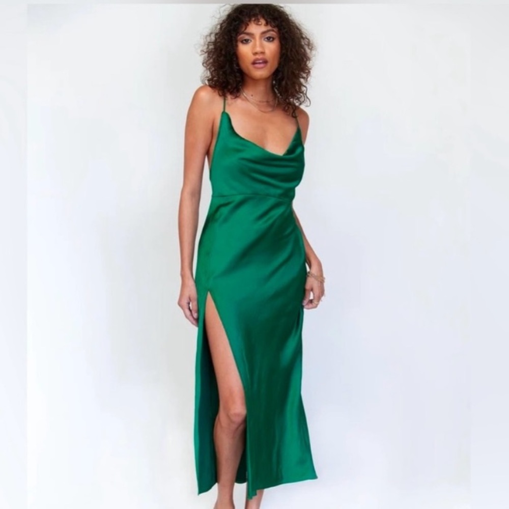Lioness Green Satin Dress